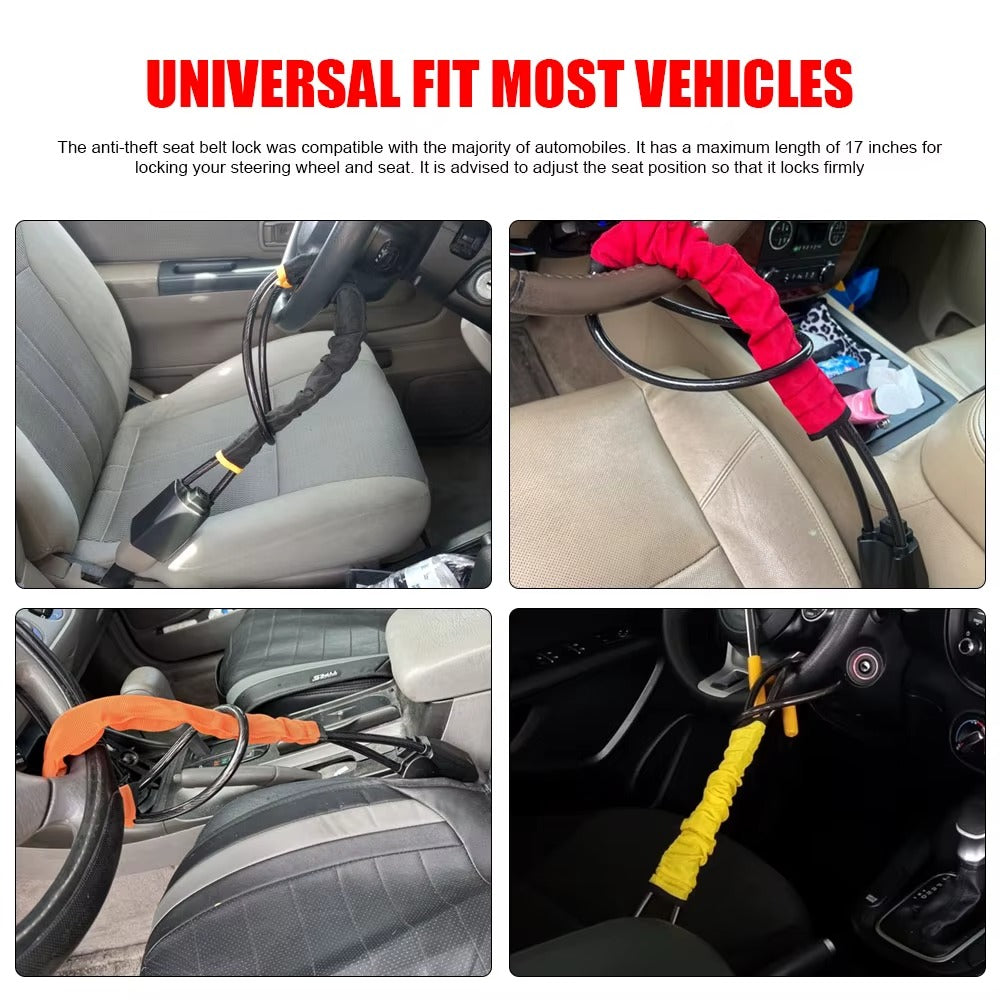 Car Steering Wheel Lock Seat Belt Lock - Universal Anti Theft Device Car Lock Theft Prevention